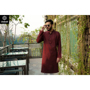 Maroon Panjabi With Buttons