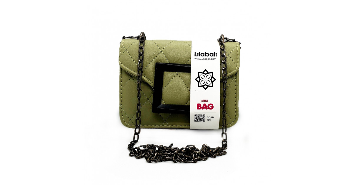 Thread Purses Thread PU Leather Flap Purses Small Square Shoulder Bag -Olive